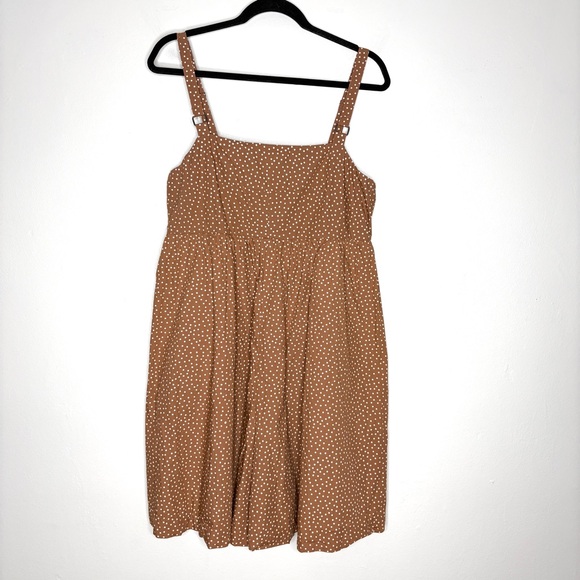 Anthropologie Maeve Sleeveless Square Neck Babydoll Romper Cotton Brown Size L - Picture 5 of 11